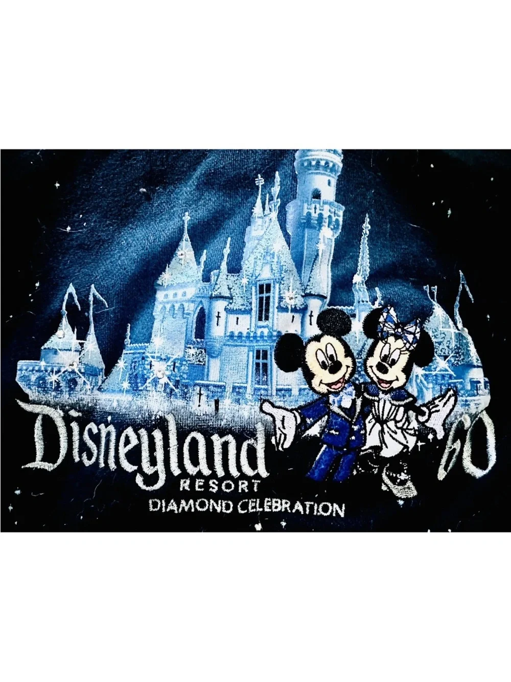 Girls Disneyland Mickey Minnie Navy Silver Sequin Letterman Jacket Sz MED